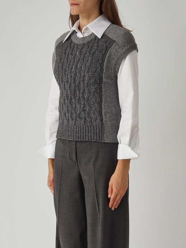3. Gilet donna in misto lana e cashmere Antracite Nenette mikol