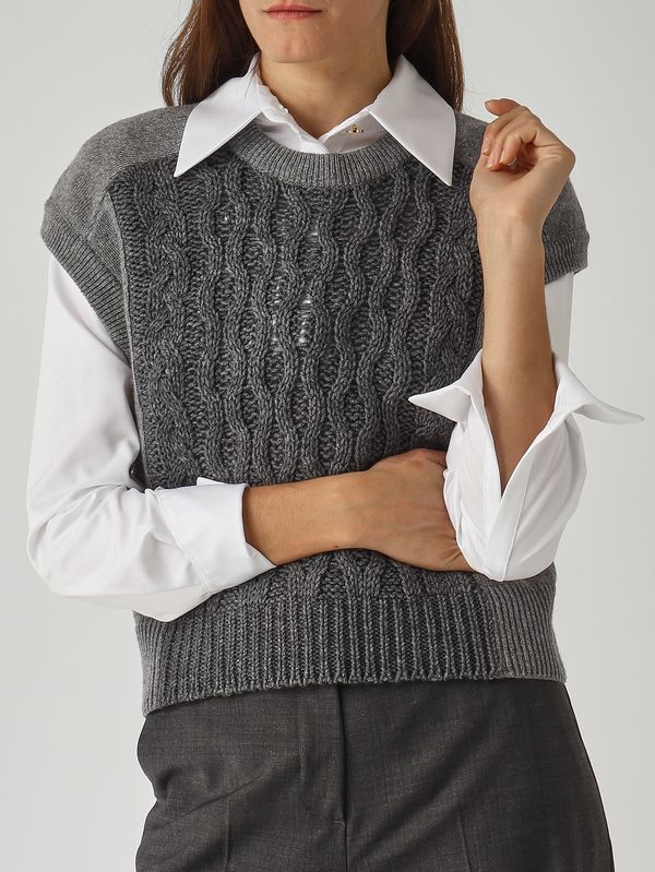 5. Gilet donna in misto lana e cashmere Antracite Nenette mikol