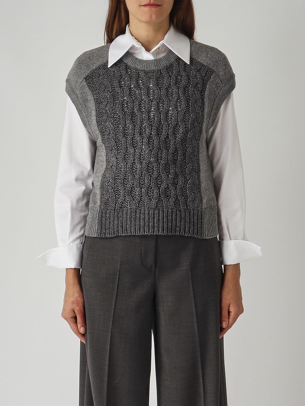 1. Gilet donna in misto lana e cashmere Antracite Nenette mikol