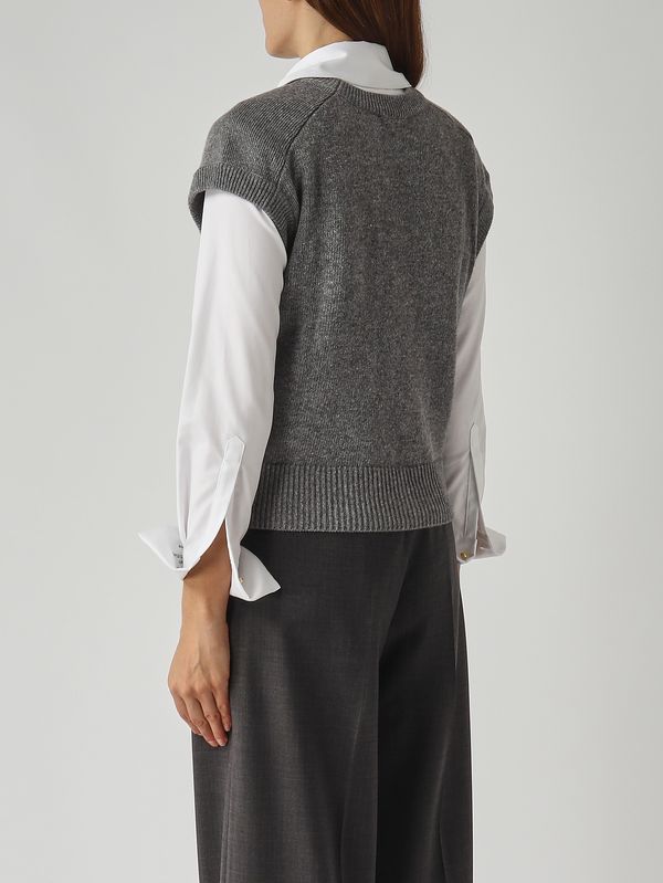 4. Gilet donna in misto lana e cashmere Grigio-Cammello Nenette mikol