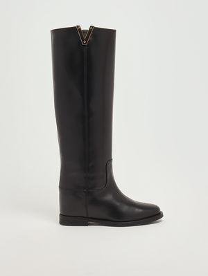 Damenstiefel aus Leder Schwarz Via Roma 15