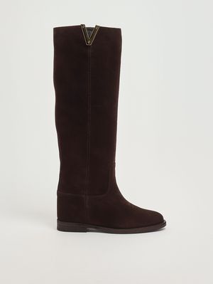 Damenstiefel aus Leder Dark brown Via Roma 15