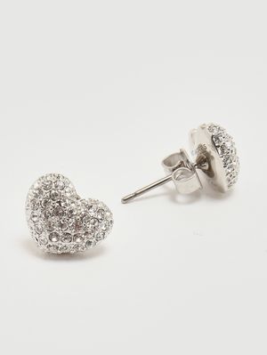 3. Pendientes de mujer Heart Pave con strass Plata