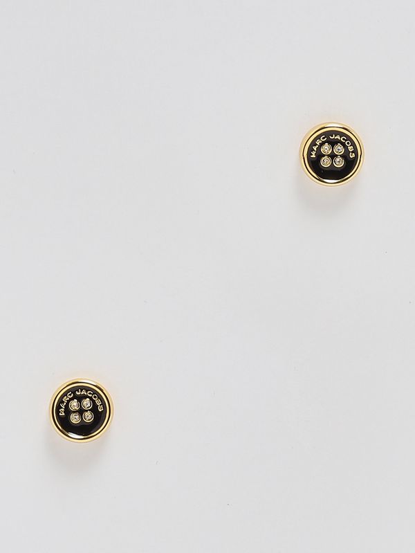 1. Orecchini donna Button in metallo Oro-Nero Marc Jacobs 2r4jer001j35