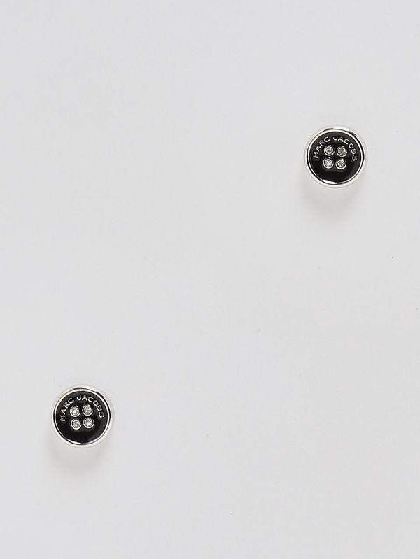 1. Orecchini donna Button in metallo Silver-Nero Marc Jacobs 2r4jer001j35
