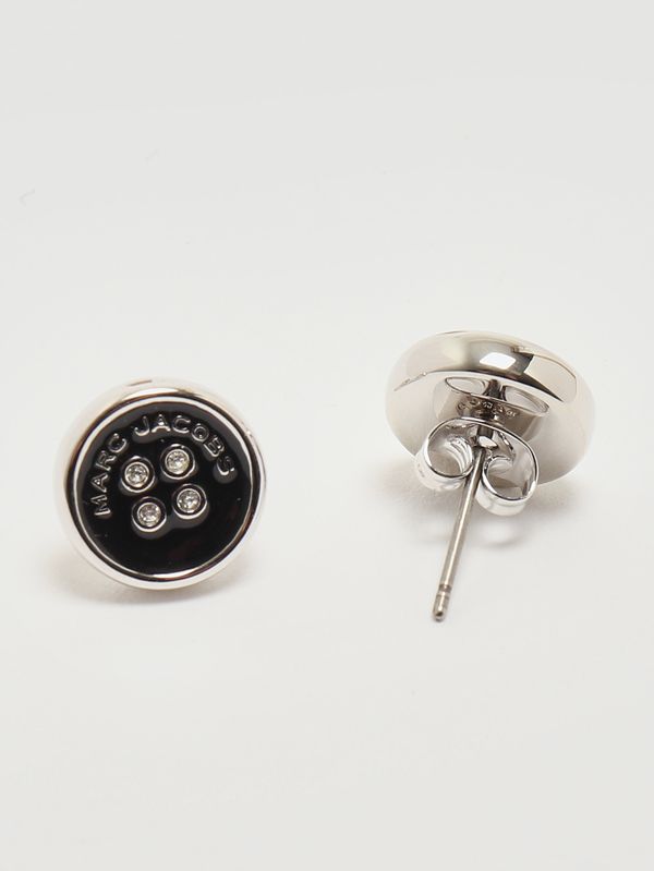 3. Orecchini donna Button in metallo Silver-Nero Marc Jacobs 2r4jer001j35