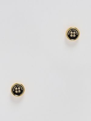 1. Orecchini donna Button in metallo Oro-Nero