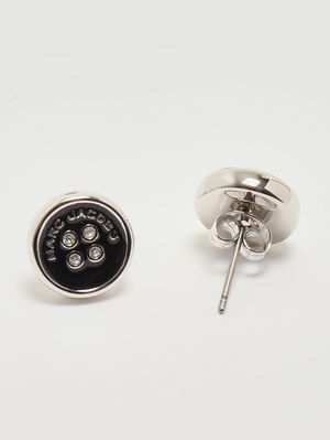 3. Orecchini donna Button in metallo Silver-Nero