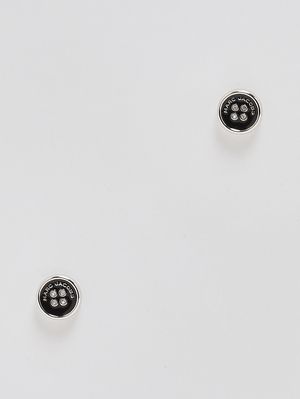 1. Orecchini donna Button in metallo Silver-Nero