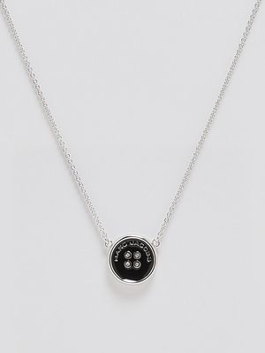 1. Collar para mujer Button de metal Plateado-Negro