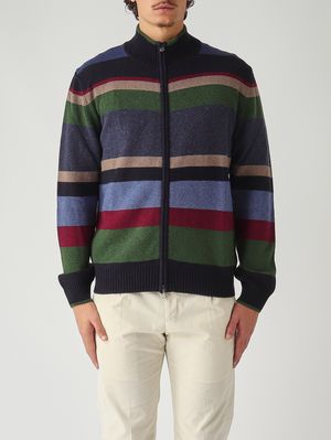 1. Cardigan uomo in misto lana e cashmere Abisso-Zafferano