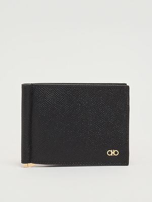1. Portacarte uomo Gancini in pelle Nero