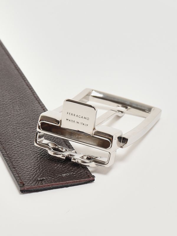 3. Men's Gancini leather belt Black-Dark Brown Ferragamo 67a037