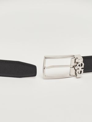 4. Men's Gancini leather belt Black-Dark Brown