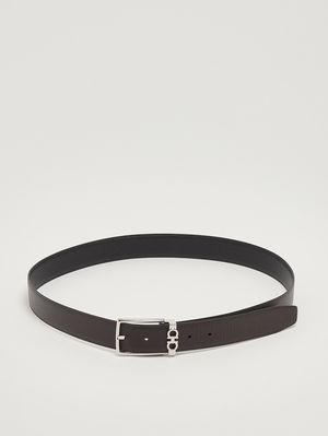 2. Men's Gancini leather belt Black-Dark Brown