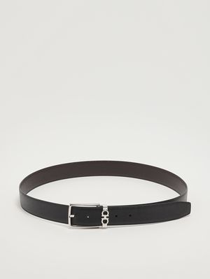 1. Men's Gancini leather belt Black-Dark Brown