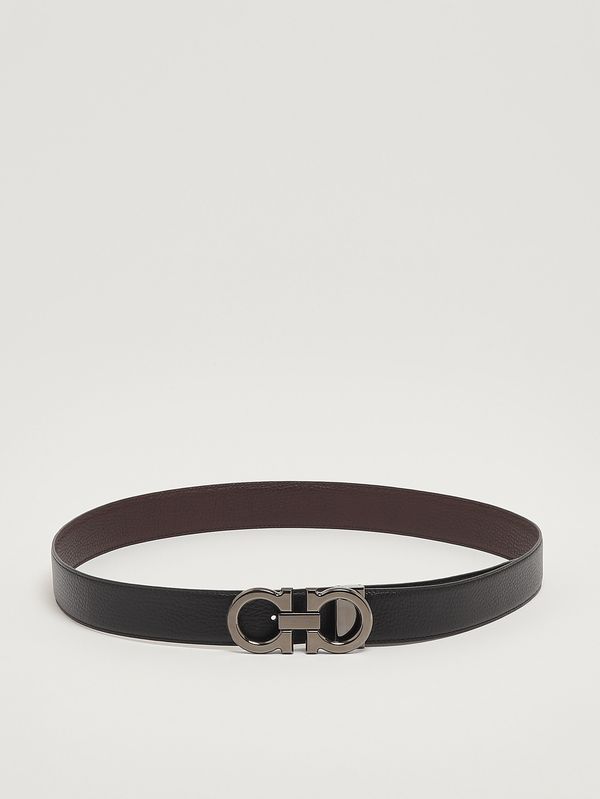 1. Women's Gancini leather belt Black-Dark Brown Ferragamo 679710