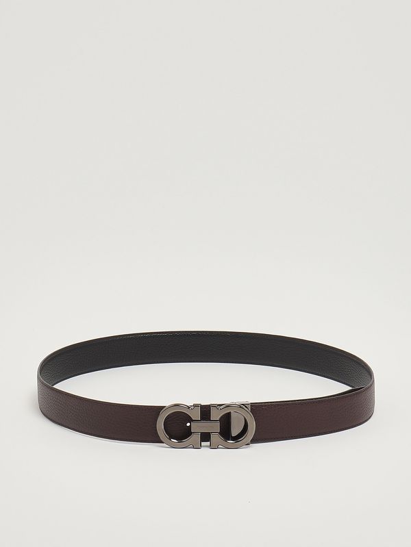 2. Women's Gancini leather belt Black-Dark Brown Ferragamo 679710