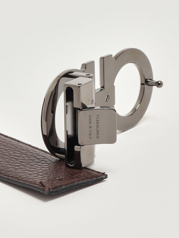 3. Women's Gancini leather belt Black-Dark Brown Ferragamo 679710