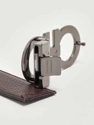 3. Women's Gancini leather belt Black-Dark Brown