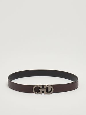 2. Women's Gancini leather belt Black-Dark Brown