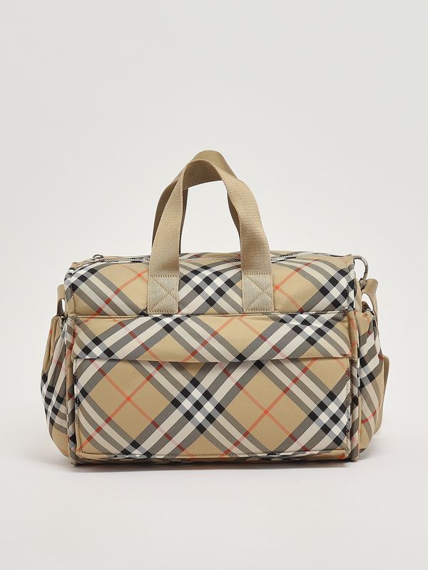 Sac à langer Bowling en nylon Beige à carreaux Burberry