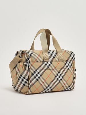 2. Wickeltasche im Bowling-Stil aus Nylon Beige kariert