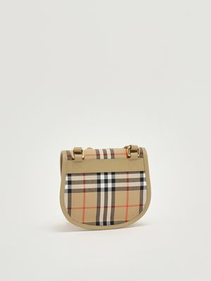 2. Mädchentasche Alice aus Baumwolle und Leder Beige kariert