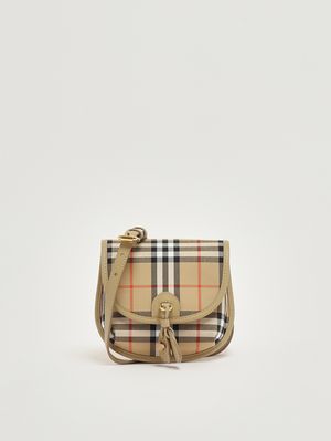3. Mädchentasche Alice aus Baumwolle und Leder Beige kariert