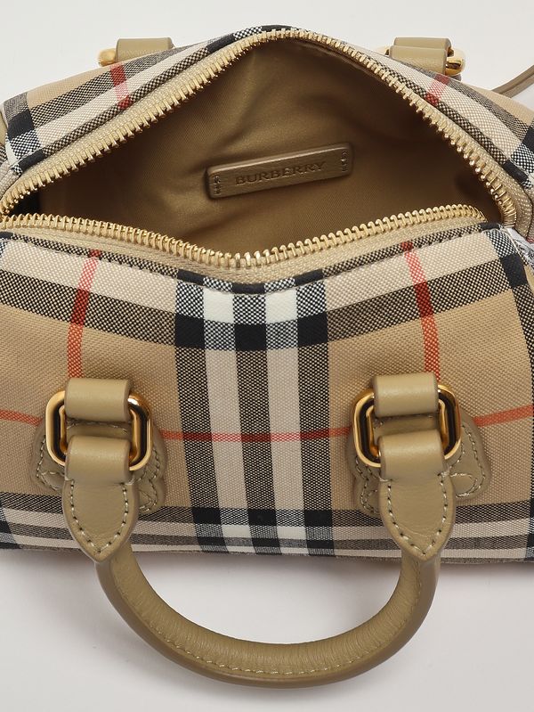 4. Girls' Bowling Bag in cotton and leather Beige Check Burberry 8117417