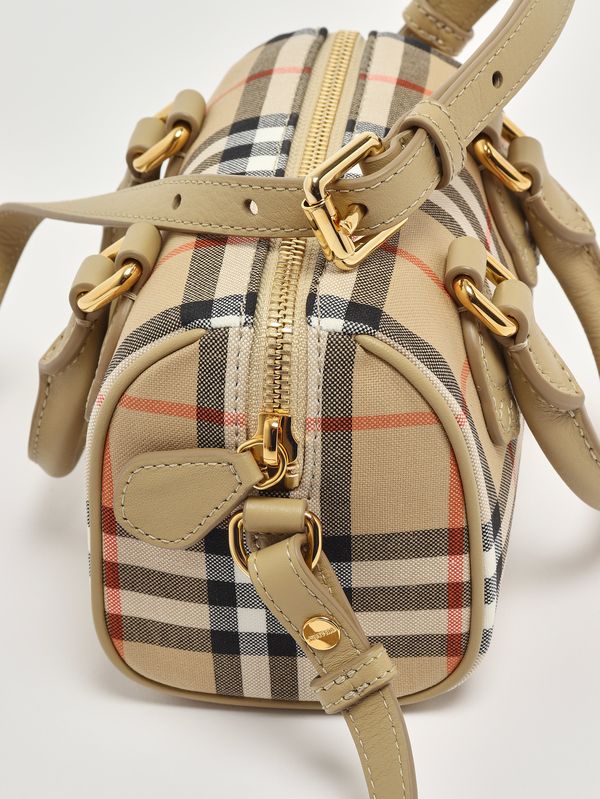 5. Girls' Bowling Bag in cotton and leather Beige Check Burberry 8117417