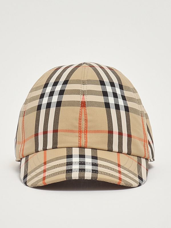 1. Cappello baseball bambino in cotone Check Beige Burberry 8117411