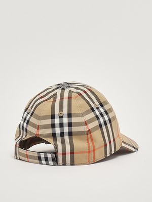 2. Cappello baseball bambino in cotone Check Beige