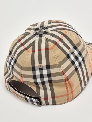 3. Cappello baseball bambino in cotone Check Beige