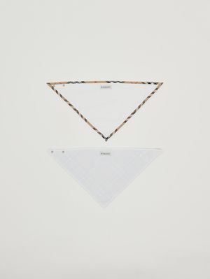 2. Set de baberos de algodón para recién nacido Blanco-Cuadros Beige