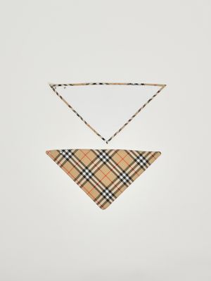 1. Set de baberos de algodón para recién nacido Blanco-Cuadros Beige