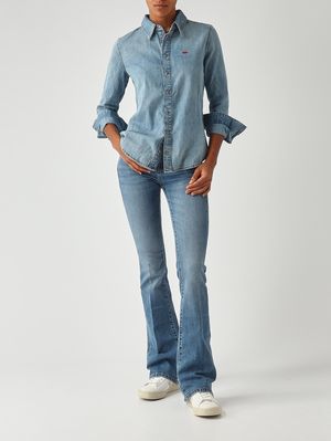 2. Camisa de mujer De Eazy en denim de algodón Denim Claro