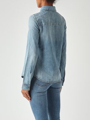 4. Camisa de mujer De Eazy en denim de algodón Denim Claro