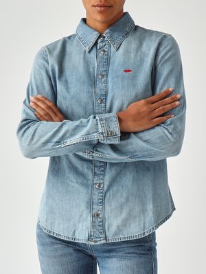 5. Camisa de mujer De Eazy en denim de algodón Denim Claro
