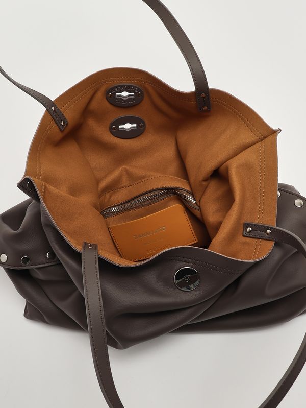 5. Women's A' Spasso M leather bag Brown Gianduiotto Zanellato 0687901910000 m