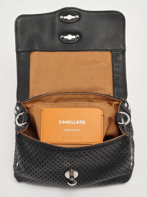 5. Bolso de mujer Postina Casa Venissa Baby de piel grabada con láser Black Neros Zanellato 0707602190000 b
