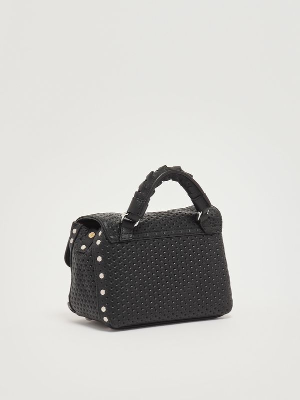 3. Bolso de mujer Postina Casa Venissa Baby de piel grabada con láser Black Neros Zanellato 0707602190000 b