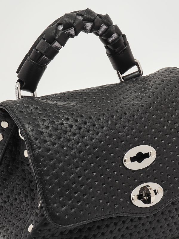 6. Bolso de mujer Postina Casa Venissa Baby de piel grabada con láser Black Neros Zanellato 0707602190000 b