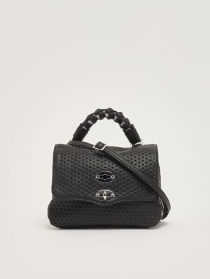 4. Bolso de mujer Postina Casa Venissa Baby de piel grabada con láser Black Neros