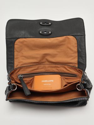 5. Damenhandtasche Postina Casa Venissa S aus gelasertem Leder Black Neros