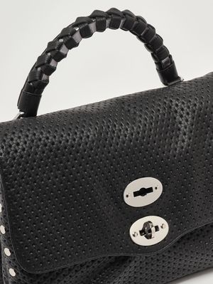 6. Damenhandtasche Postina Casa Venissa S aus gelasertem Leder Black Neros