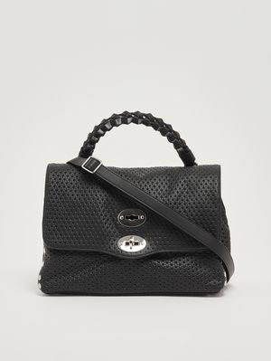 4. Damenhandtasche Postina Casa Venissa S aus gelasertem Leder Black Neros