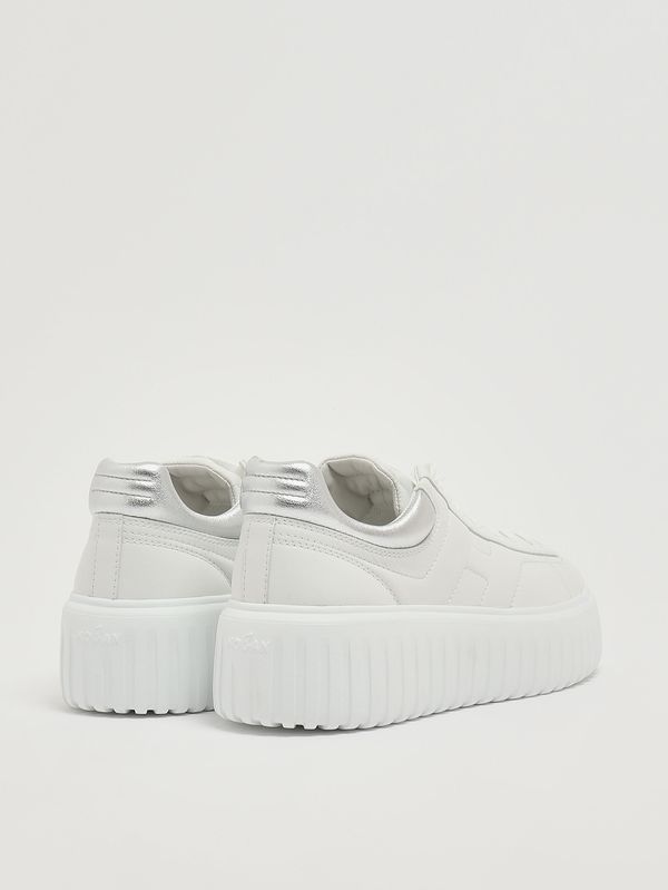 3. Damen-Sneaker H Stripes aus Leder Weiß-Silber Hogan hxw6450fc60ku0
