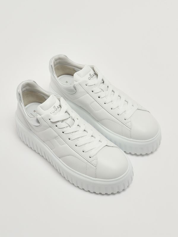 2. Damen-Sneaker H Stripes aus Leder Weiß-Silber Hogan hxw6450fc60ku0