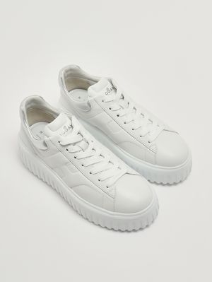 2. Damen-Sneaker H Stripes aus Leder Weiß-Silber